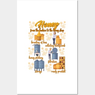 Honey shirt-Honey bee shirt-Honey t-shirt-Beekeeper t shirt-Honey - from the beehive to the honey Posters and Art